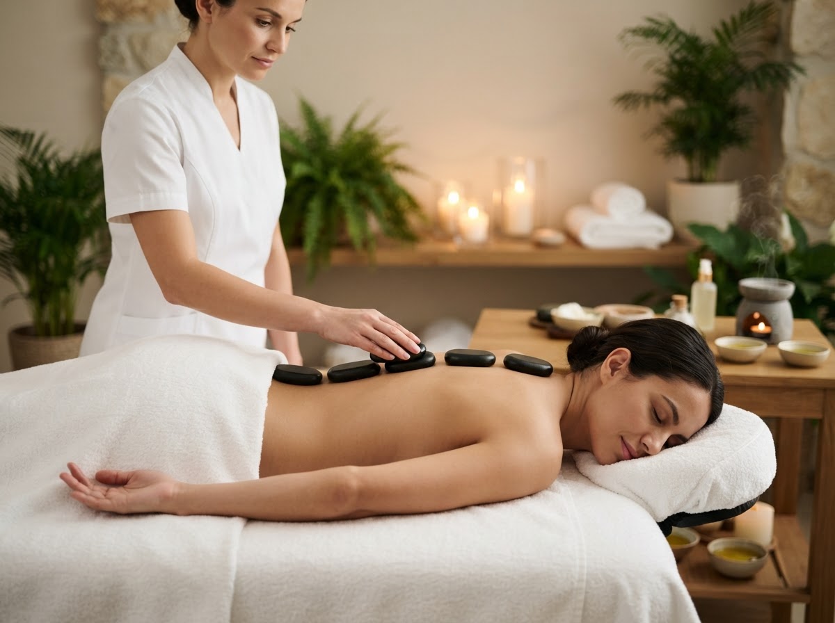 Massagem com pedras quentes no SPA Floratta